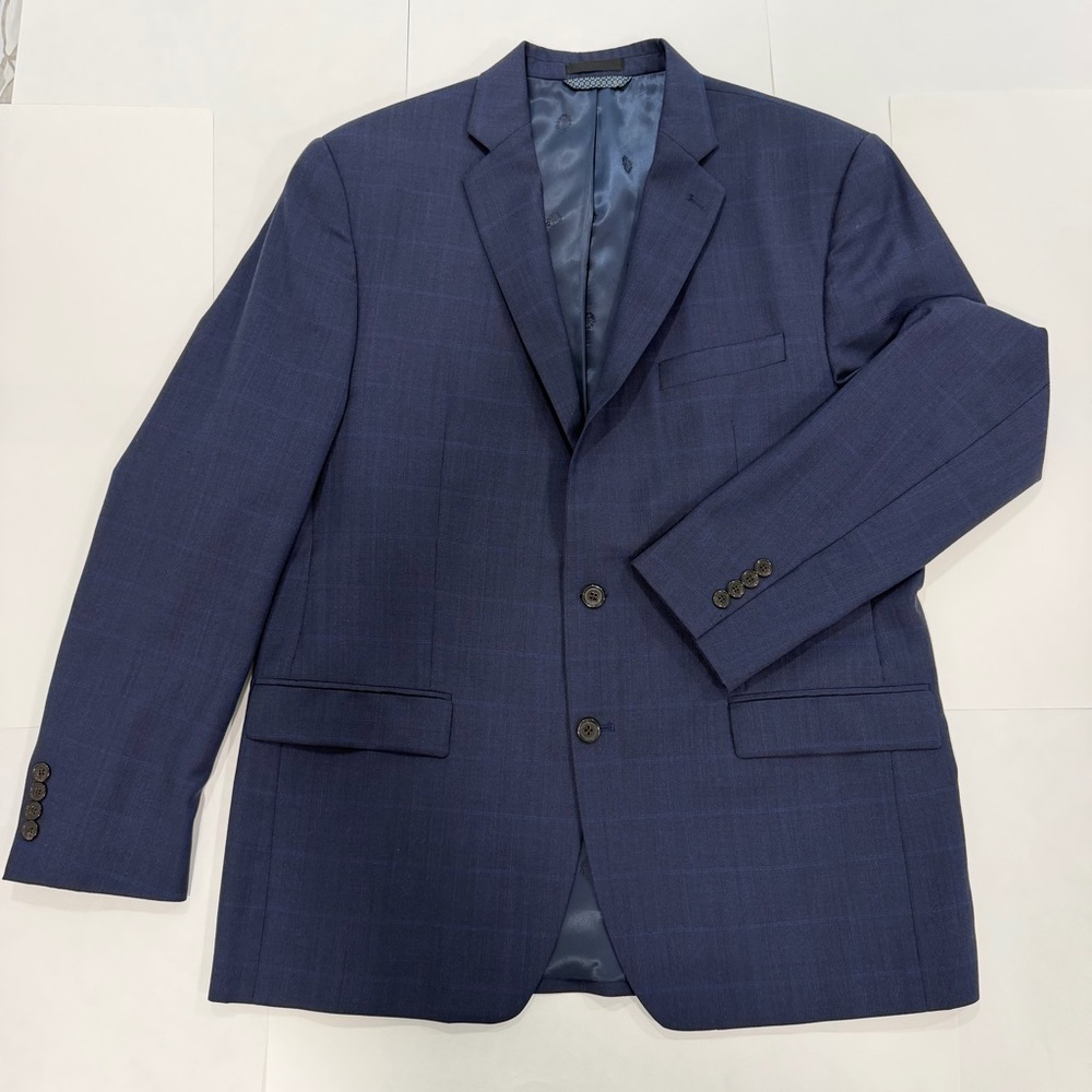 Lauren Ralph Lauren Blue Windowpane Plaid Wool Blend Sport Coat Blazer 44L - Picture 11 of 15